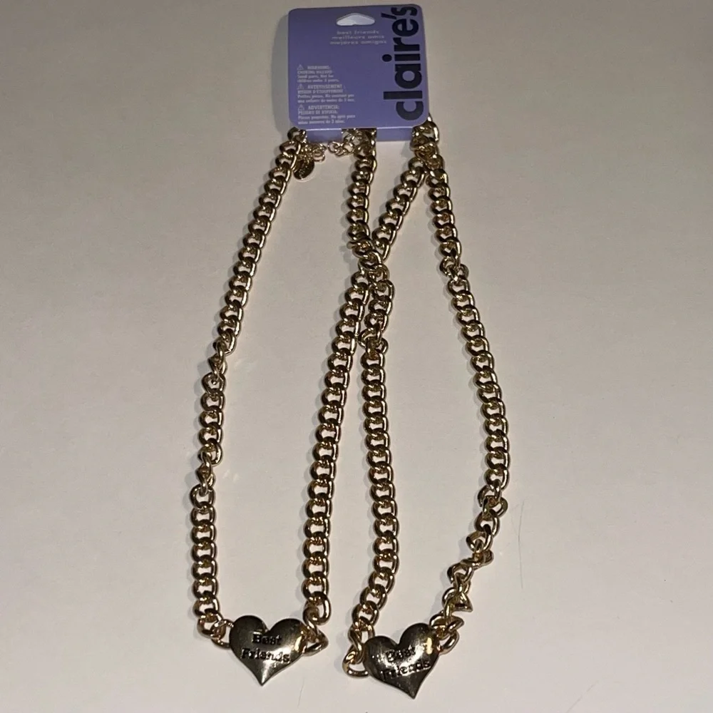 Claire’s Best Friends Set of 2 Thick Gold Tone Chain Necklace - Picture 2 of 2